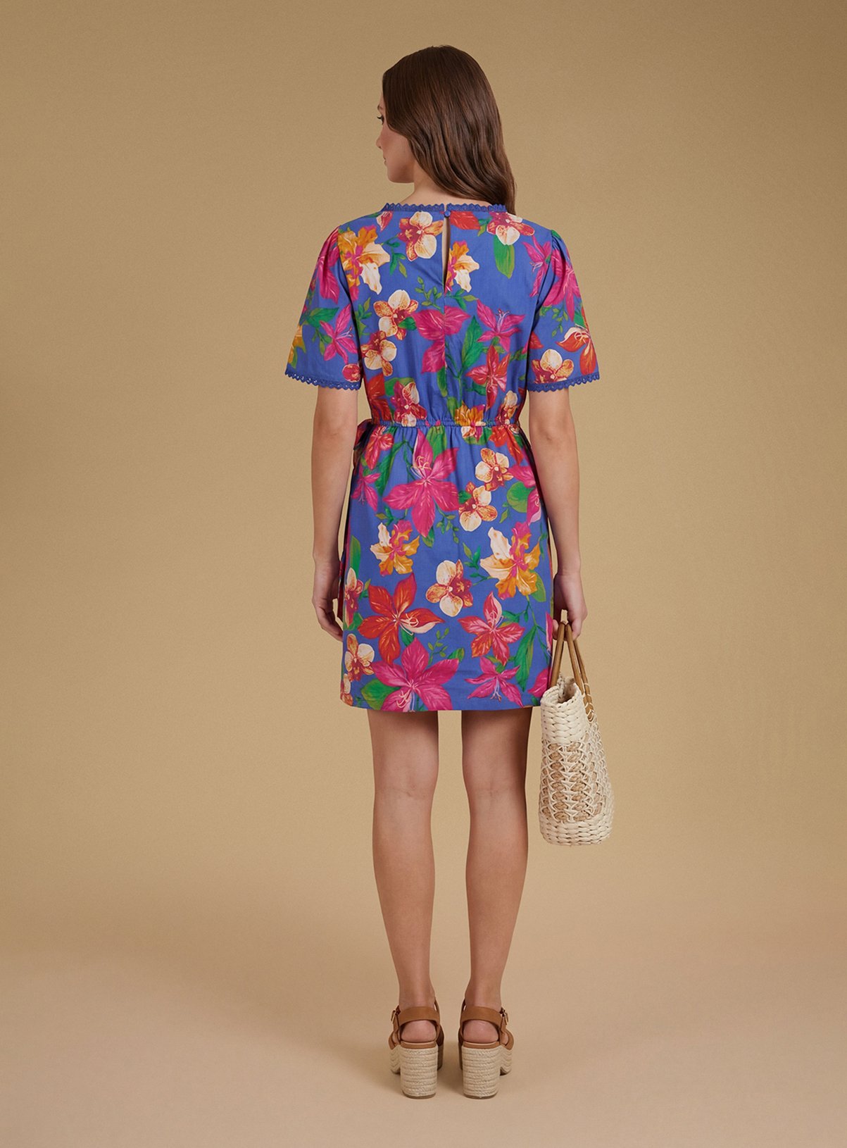 Buy DOROTHY PERKINS Lace Trim Wrap Skirt Poplin Printed Mini Dress